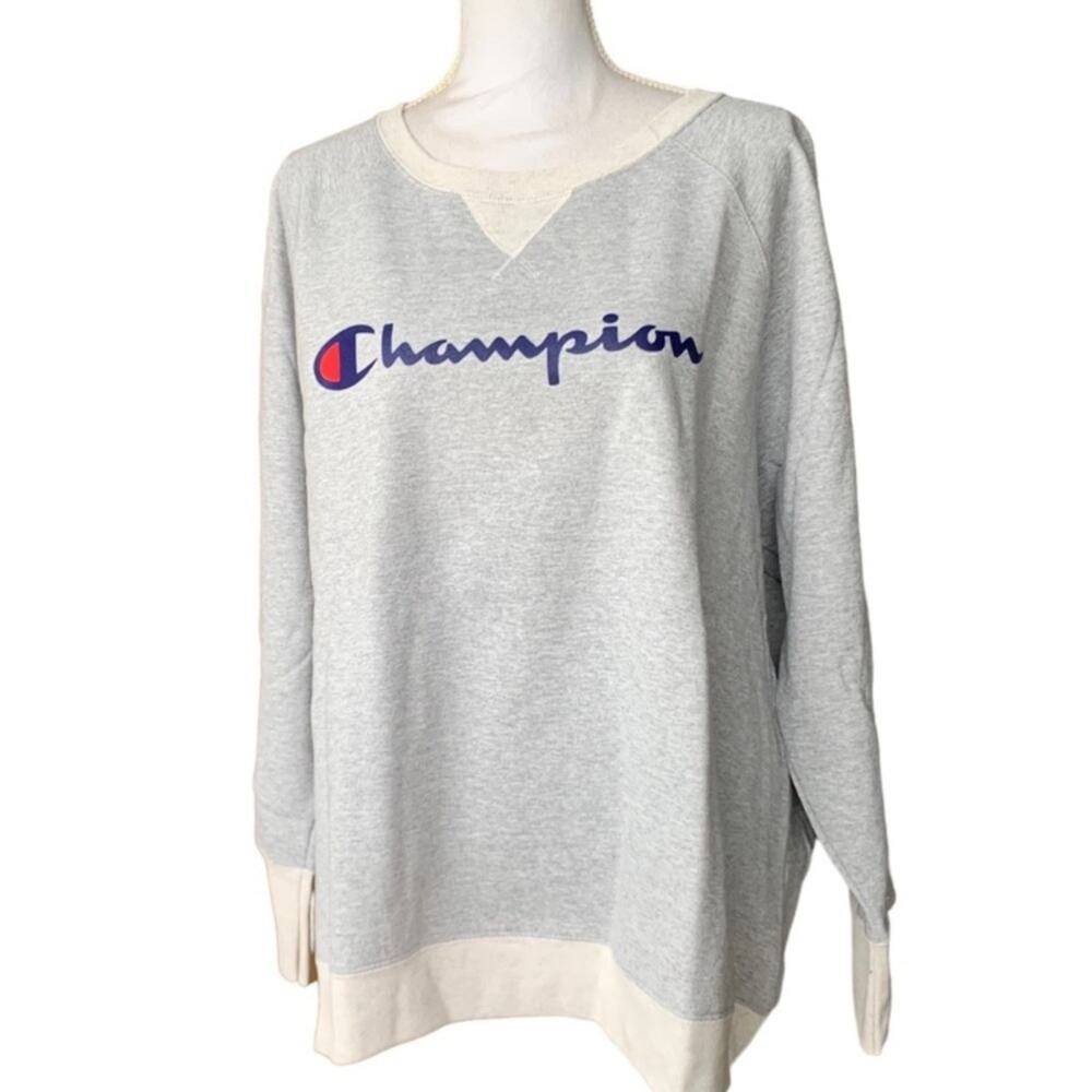Champion Oxford Fleece pullover sweatshirt grey plus size 4X logo classic - Picture 5 of 13